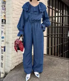 新品！willowフリルキャンディースリーブオールインワン