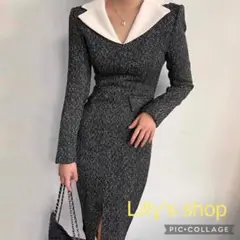 秋冬コーデ❤️レディース ドレス パーティー 長袖 ひざ丈