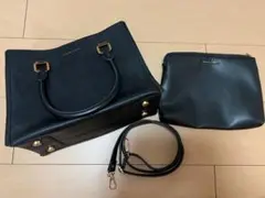 Charles & Keith ハンド ショルダー バッグ ブラック ポーチ付き