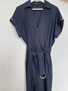 ZARA ザラ ダークネイビー Vネック オールインワン
