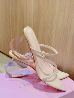 riendaリエンダ　ハートクリアヒール　サンダル ピンクミュール　S