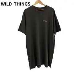 WILD THINGS グレー　ロング又　Tシャツ　ワンポイント刺繍　半袖