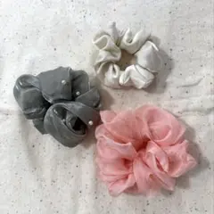 ☆安心のメルカリ便☆シュシュ　3点セット　ピンク　水色　ホワイト