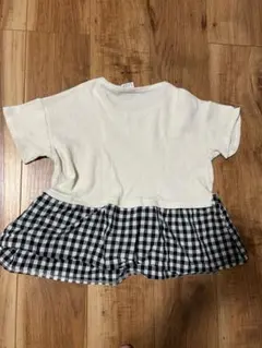 ZARA キッズ　140 ワッフル生地　ギンガムチェックペプラム