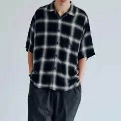 ゴールドGOLD RAYON CHECK S/S OPEN SHIRT オンブレ