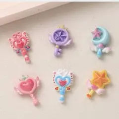 1個30円 魔法少女 ステッキ デコパーツ 6個セット バラ売り可能