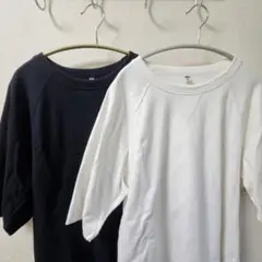 ユニクロ UNIQLO Tシャツ 半袖 五分袖 七分袖 白 黒 XL