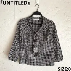 日本製【UNTITLED】モダンチドリプリントシャツ　ボウタイ付きブラウス　0