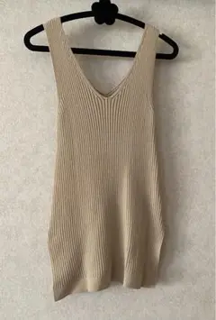 美品 EMODA エモダ リブ ベージュ カットソー 両サイドスリット入
