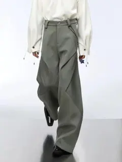 【即日発送】FUTUREBOY/ワイドパンツ　スラックス　黒　変形パンツ　新品 即日発送可能】FUTUREBOY 変形スラックス 変形パンツ 変形ワイド