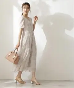 EDIT COLOGNE バックシャン楊柳刺繍ワンピース