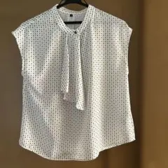ホワイト ダイヤモンドパターン ノースリーブシャツ Lサイズ