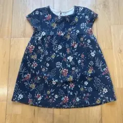 ZARA baby girl 18-24m 92cm ワンピース　花柄　ネイビー
