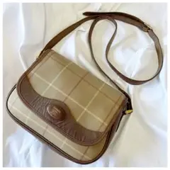 至極の逸品⭐️バーバリー ホースロゴ チェック 玉虫色 ショルダーバッグ