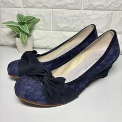 【美品】ジェリービーンズ　24.5 パンプス　刺繍　ウェッジソール