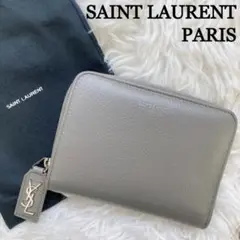 SAINLAURENT 二つ折り財布 コンパクトウォレット ロゴ グレージュ