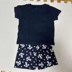 ネイビー アンカー柄 Tシャツ ショーツセット 80