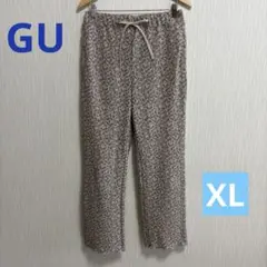 GU リブ イージーパンツ 裾メロー XL 花柄 大きいサイズ