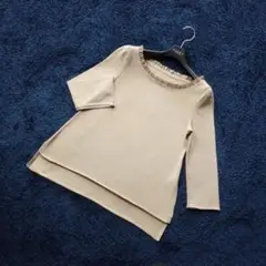 ■FOXEY NY■ 38 ミルクティ フリルニットトップス
