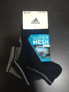 adidas スーパーメッシュ ショートソックス 3足セット 24-26cm