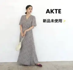 【早い者勝ち】新品未使用✨AKTEハーフスリーブラップロングワンピース タグ付き