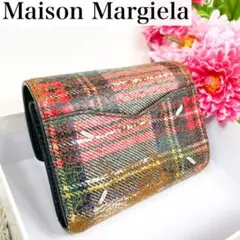 美品✨マルジェラ 折り財布 エンベロープ ダメージ加工 レザー 赤 緑 白 黒
