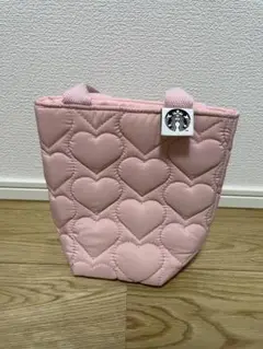 美品　スタバ　台湾　スターバックス　ドリンクバッグ　ハート　ピンク　ミニトート