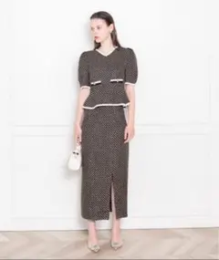 限定値下げ‼️美品LEJAチェック柄 レイヤード ペプラムセットアップLサイズ