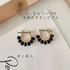 【オニキスのチタンフープピアス】