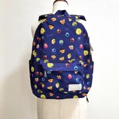 【美品】セサミストリート 総柄　リュック　ネイビー