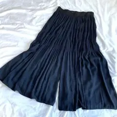 ZARA ガウチョパンツ ワイドパンツ ブラック ウエストゴム 夏 大きいサイズ