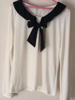 ハニーズ　リボン　ロングシャツ　ブラウス　Lサイズ