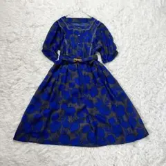 ワンピース レトロ 花柄 レース ベルト