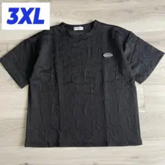 ブラック Tシャツ 3XL 4L エンボス加工　半袖　メンズ　トップス　大きい