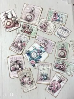 *香水ボトル柄*素材*タグ*handmade*15枚セット*