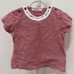 familiar 赤白ストライプ 半袖シャツ