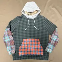 BURBERRY タータンパッチワークコットンブレンドフーディー
