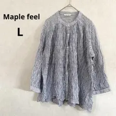 【Maple feel】 トップス　シャツ　羽織　七分袖　ストライプ　薄手　L