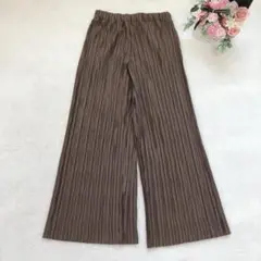 ルラシェ プリーツパンツ レディースボトム シンプル カジュアル ベーシック 茶
