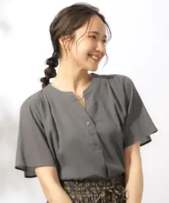【美品✨】 SHOO LA RUE コットンシフォン 半袖スキッパーブラウス