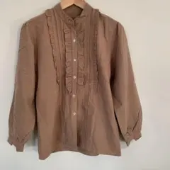【タイムセール】VINTAGE フリル ネルシャツ シャツ ブラウス