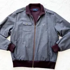 極美品　フレッドペリー　MA1 ブルゾン　ウールジャケット　グレー　L