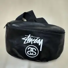 Stussy ステューシー　ボディバッグ　ウエストポーチ　ブラックレザー