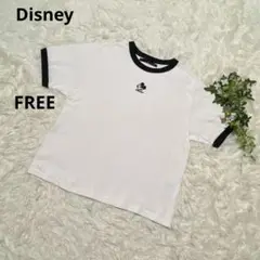disneyミッキーマウス刺繍 Tシャツ 半袖 ホワイト　綿　FREE