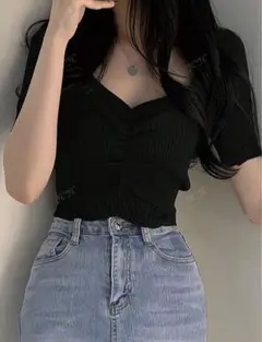 SHEIN 半袖 カットソー Tシャツ ブラック