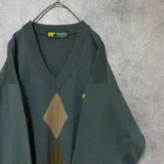 90S vintage 柄ニット セーター メンズ M ウール 古着 奇抜 A3