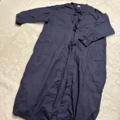 【美品】ネイビー 長袖 シャツワンピース