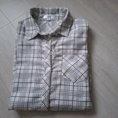 チェック柄シャツ Lサイズ ホワイト系