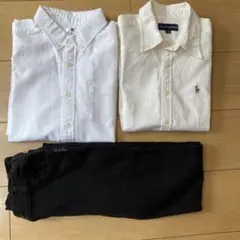 アニエス　ラルフローレン（難あり） 白アイボリーシャツと黒パンツセット　150