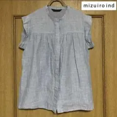 mizuiro ind ミズイロインド ノースリーブシャツ ライトブルー 無地